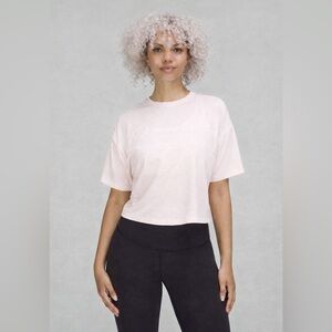 Lululemon Abrasion Resistant Training T Shirt Blush Pink Cropped Relaxed Fit